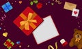 Open gift box, ValentineÃ¢â¬â¢s day banner